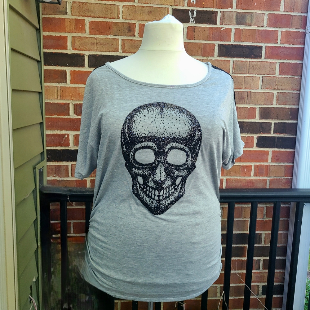 Torrid Gray Skull Graphic Tee